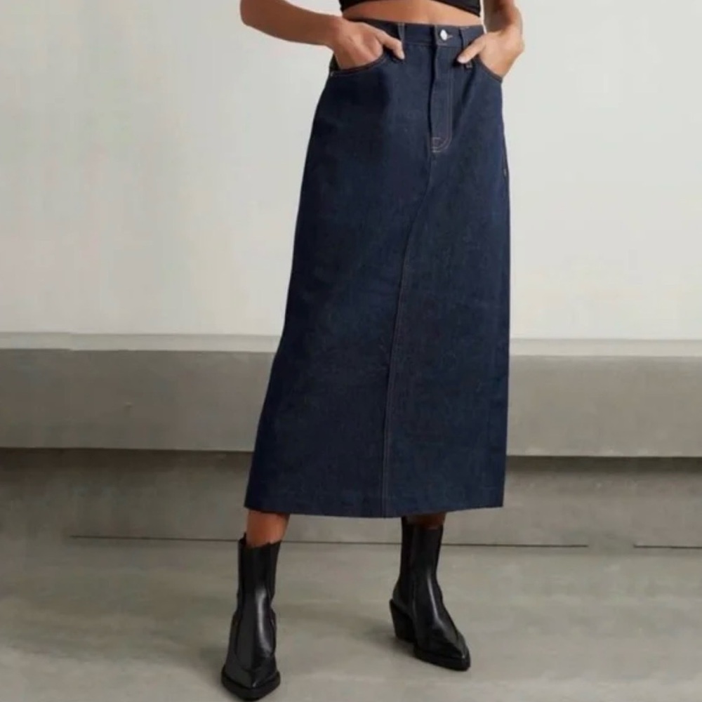 FRAME Le Midi Denim Skirt Dell Rinse Dark Wash Size 27